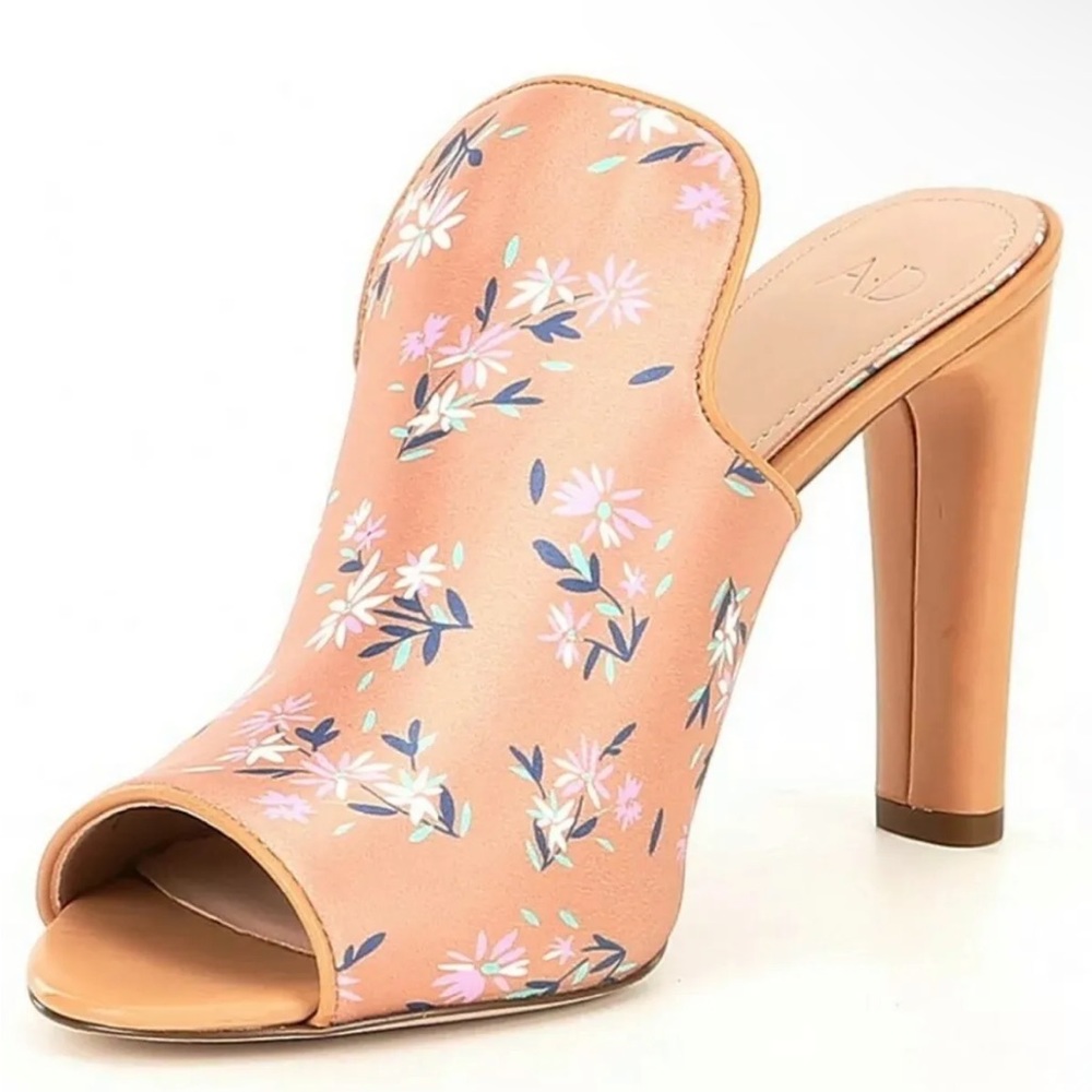 NWOB AD & Daughters Jaconi Blush Tan Fabric Floral Peep Toe Mule